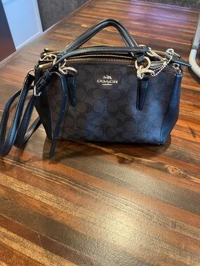 Coach Black Signature Mini Satchel with Gold Hardware